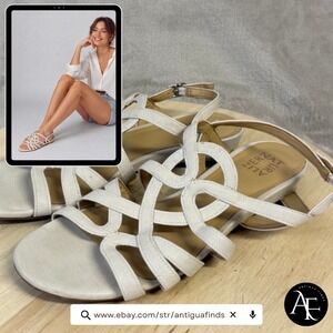 Naturalizer Raine Womens 10W Off White Strappy Slingback Wedge Sandals